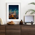 Plakat Wieloczęściowy Warszawa Nocą Z Lotu Ptaka Rama Drewniana Z Passe-Partout Kolor Naturalny