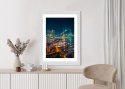 Plakat Wieloczęściowy Warszawa Nocą Z Lotu Ptaka Rama Drewniana Z Passe-Partout Kolor Naturalny
