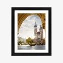 Plakat Wieloczęściowy Widok Z Sukiennic Na Kościół Mariacki W Krakowie Rama Drewniana Z Passe-Partout Kolor Naturalny