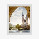 Plakat Wieloczęściowy Widok Z Sukiennic Na Kościół Mariacki W Krakowie Rama Drewniana Z Passe-Partout Kolor Naturalny
