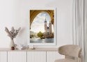 Plakat Wieloczęściowy Widok Z Sukiennic Na Kościół Mariacki W Krakowie Rama Drewniana Z Passe-Partout Kolor Naturalny