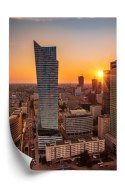 Plakat Wieloczęściowy Wieżowce W Warszawie O Zachodzie Słońca Rama Aluminiowa Kolor Srebrny
