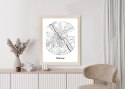 Plakat Wieloczęściowy Warszawa Minimalistyczna Mapa W Kole Rama Drewniana Z Passe-Partout Kolor Naturalny