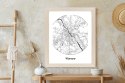 Plakat Wieloczęściowy Warszawa Minimalistyczna Mapa W Kole Rama Drewniana Z Passe-Partout Kolor Naturalny