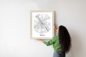 Plakat Wieloczęściowy Warszawa Minimalistyczna Mapa W Kole Rama Drewniana Z Passe-Partout Kolor Naturalny