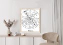 Plakat Wieloczęściowy Warszawa Minimalistyczna Mapa W Kole Rama Drewniana Z Passe-Partout Kolor Naturalny