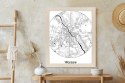 Plakat Wieloczęściowy Warszawa Minimalistyczna Mapa W Kole Rama Drewniana Z Passe-Partout Kolor Naturalny