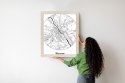 Plakat Wieloczęściowy Warszawa Minimalistyczna Mapa W Kole Rama Drewniana Z Passe-Partout Kolor Naturalny