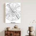 Plakat Wieloczęściowy Warszawa Minimalistyczna Mapa W Kole Rama Drewniana Z Passe-Partout Kolor Naturalny