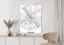 Plakat Wieloczęściowy Warszawa Minimalistyczna Mapa W Kole Rama Drewniana Z Passe-Partout Kolor Naturalny
