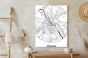 Plakat Wieloczęściowy Warszawa Minimalistyczna Mapa W Kole Rama Drewniana Z Passe-Partout Kolor Naturalny