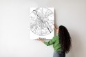 Plakat Wieloczęściowy Warszawa Minimalistyczna Mapa W Kole Rama Drewniana Z Passe-Partout Kolor Naturalny