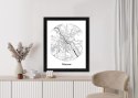 Plakat Wieloczęściowy Warszawa Minimalistyczna Mapa W Kole Rama Drewniana Z Passe-Partout Kolor Naturalny