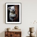 Plakat Wieloczęściowy Miś Koala Obejmujący Drzewo Rama Aluminiowa Kolor Czarny