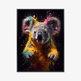 Plakat Wieloczęściowy Wielokolorowy Portret Koali Rama Aluminiowa Kolor Czarny