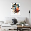Plakat Wieloczęściowy Wielokolorowy Portret Wilka Rama Aluminiowa Kolor Czarny