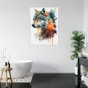 Plakat Wieloczęściowy Wielokolorowy Portret Wilka Rama Aluminiowa Kolor Czarny