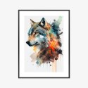 Plakat Wieloczęściowy Wielokolorowy Portret Wilka Rama Aluminiowa Kolor Czarny