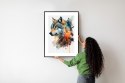 Plakat Wieloczęściowy Wielokolorowy Portret Wilka Rama Aluminiowa Kolor Czarny