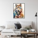 Plakat Wieloczęściowy Wielokolorowy Wilk Portret Rama Aluminiowa Kolor Czarny