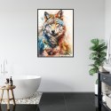 Plakat Wieloczęściowy Wielokolorowy Wilk Portret Rama Aluminiowa Kolor Czarny