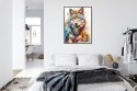 Plakat Wieloczęściowy Wielokolorowy Wilk Portret Rama Aluminiowa Kolor Czarny