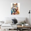 Plakat Wieloczęściowy Wielokolorowy Wilk Portret Rama Aluminiowa Kolor Czarny
