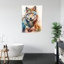 Plakat Wieloczęściowy Wielokolorowy Wilk Portret Rama Aluminiowa Kolor Czarny