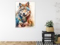 Plakat Wieloczęściowy Wielokolorowy Wilk Portret Rama Aluminiowa Kolor Czarny