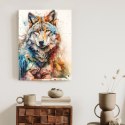 Plakat Wieloczęściowy Wielokolorowy Wilk Portret Rama Aluminiowa Kolor Czarny