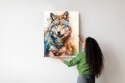 Plakat Wieloczęściowy Wielokolorowy Wilk Portret Rama Aluminiowa Kolor Czarny