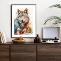 Plakat Wieloczęściowy Wielokolorowy Wilk Portret Rama Aluminiowa Kolor Czarny