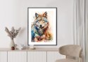 Plakat Wieloczęściowy Wielokolorowy Wilk Portret Rama Aluminiowa Kolor Czarny