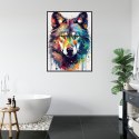 Plakat Wieloczęściowy Wilk W Różnobarwnych Farbach Rama Aluminiowa Kolor Czarny