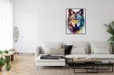 Plakat Wieloczęściowy Wilk W Różnobarwnych Farbach Rama Aluminiowa Kolor Czarny