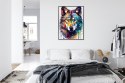 Plakat Wieloczęściowy Wilk W Różnobarwnych Farbach Rama Aluminiowa Kolor Czarny