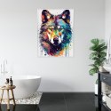 Plakat Wieloczęściowy Wilk W Różnobarwnych Farbach Rama Aluminiowa Kolor Czarny