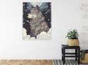 Plakat Wieloczęściowy Wilk I Księżyc Rama Aluminiowa Kolor Czarny