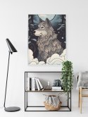 Plakat Wieloczęściowy Wilk I Księżyc Rama Aluminiowa Kolor Czarny