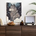 Plakat Wieloczęściowy Wilk I Księżyc Rama Aluminiowa Kolor Czarny