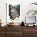 Plakat Wieloczęściowy Wilk I Księżyc Rama Aluminiowa Kolor Czarny