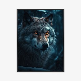 Plakat Wieloczęściowy Wilk W Ciemnym Lesie Rama Aluminiowa Kolor Czarny