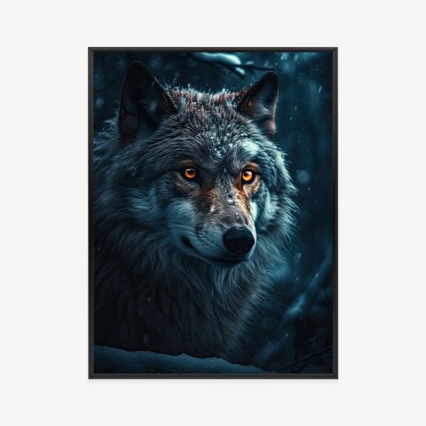 Plakat Wieloczęściowy Wilk W Ciemnym Lesie Rama Aluminiowa Kolor Czarny