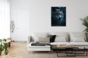 Plakat Wieloczęściowy Wilk W Ciemnym Lesie Rama Aluminiowa Kolor Czarny