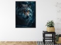 Plakat Wieloczęściowy Wilk W Ciemnym Lesie Rama Aluminiowa Kolor Czarny