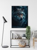 Plakat Wieloczęściowy Wilk W Ciemnym Lesie Rama Aluminiowa Kolor Czarny