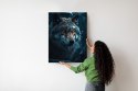 Plakat Wieloczęściowy Wilk W Ciemnym Lesie Rama Aluminiowa Kolor Czarny