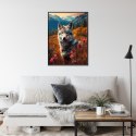 Plakat Wieloczęściowy Wilk W Naturze W Górskiej Dolinie Wśród Kwiatów Rama Aluminiowa Kolor Czarny