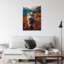 Plakat Wieloczęściowy Wilk W Naturze W Górskiej Dolinie Wśród Kwiatów Rama Aluminiowa Kolor Czarny