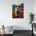 Plakat Wieloczęściowy Wilk W Naturze W Górskiej Dolinie Wśród Kwiatów Rama Aluminiowa Kolor Czarny